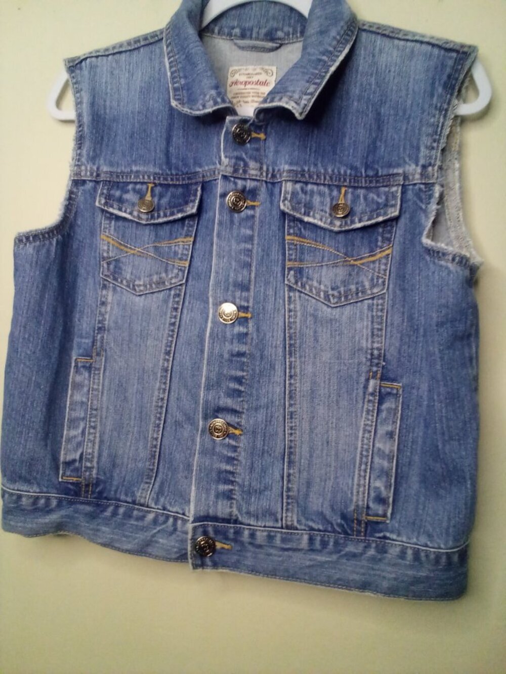 Aeropostale Denim Vest Women L Button Up Sleeveless Jacket Y2K Blue - Picture 8 of 14